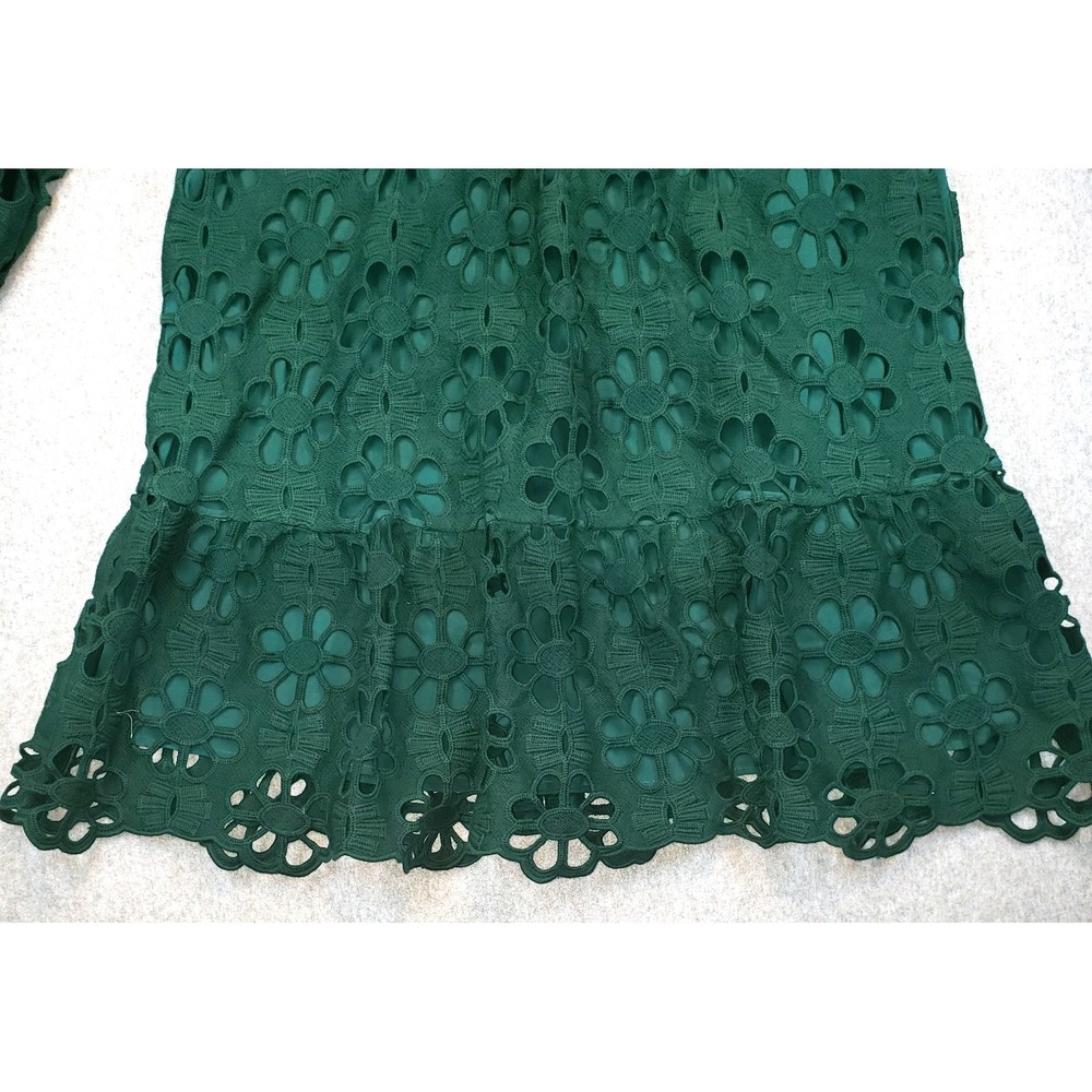 TUCKERNUCK Green Lace Palmerston Dress Size M Eyelet Ruffle Collar NWT - Picture 3 of 16